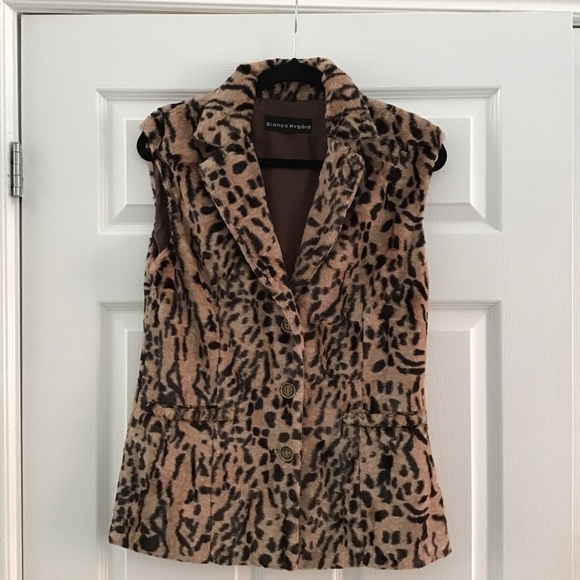 Faux fur leopard print vest size S - Picture 5 of 5